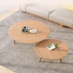 Coffee Table Bulat Bertingkat Kayu Jati