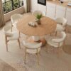 Set Meja Makan Bulat Kayu Jati 6 Kursi Desain Modern