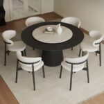 Set Meja Makan Bundar 6 Kursi Minimalis Modern