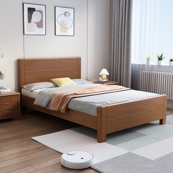 Tempat Tidur Minimalis Kayu Jati Warna Natural