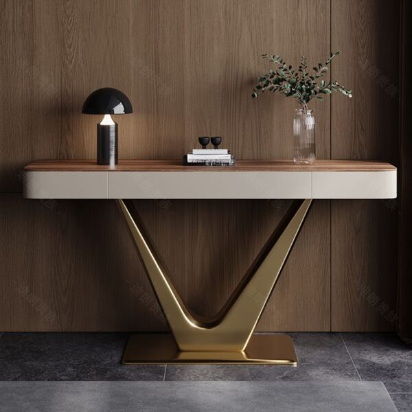 Meja Console Kaki Besi Gold Minimalis Modern
