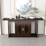 Meja Console Pintu Masuk Kayu Jati Japandi