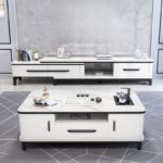 Meja TV Minimalis Modern Putih Glossy