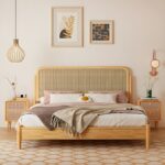 Tempat Tidur Kayu Jati Modern Dengan Rotan