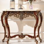 Console Table Ukiran Mewah Kayu Jati Top Marmer