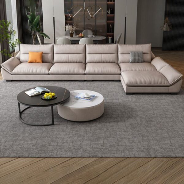 Sofa Leter L Modern Mewah Kulit Sintetis