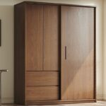 Lemari Sliding Jati Minimalis Modern 2 Pintu