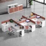 Meja Staff 5 Orang Terorganisir Desain Minimalis