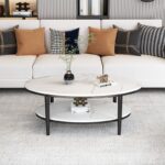 Coffee Table Marmer Oval Warna Putih Mewah