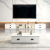 Coffee Table Warna Putih 2 Laci Minimalis Modern