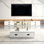Coffee Table Warna Putih 2 Laci Minimalis Modern