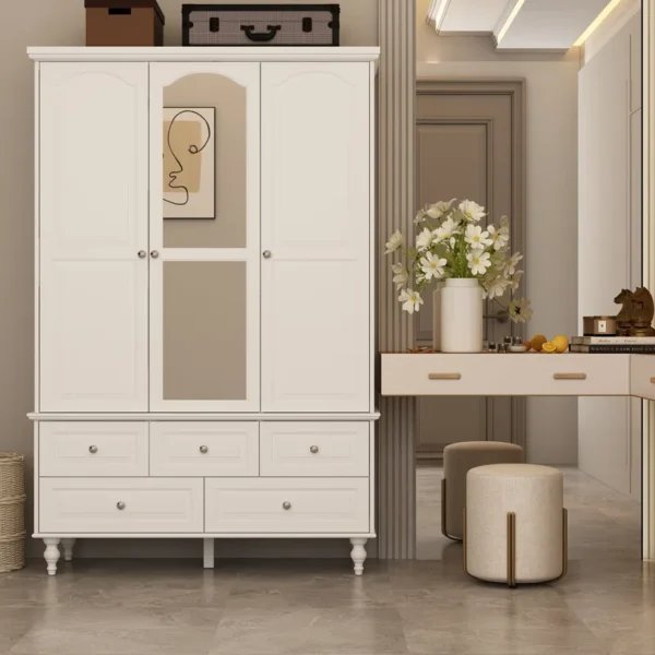 Lemari Pakaian 3 Pintu Dengan 5 Laci Minimalis Modern