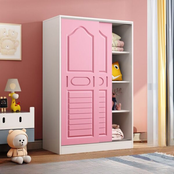 Lemari Pakaian Anak 2 Pintu Sliding Warna Pink