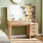 Meja Rias Jati Minimalis Modern Warna Natural