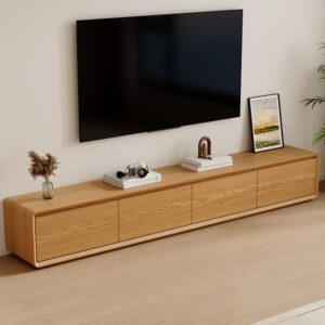 Meja TV Minimalis Kayu Jati 4 Laci Natural Wood