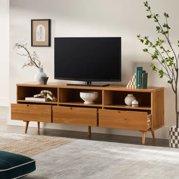 Rak TV Jati Minimalis Modern 3 Laci