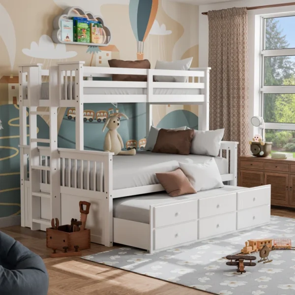 Tempat Tidur Susun Anak Minimalis Modern Putih