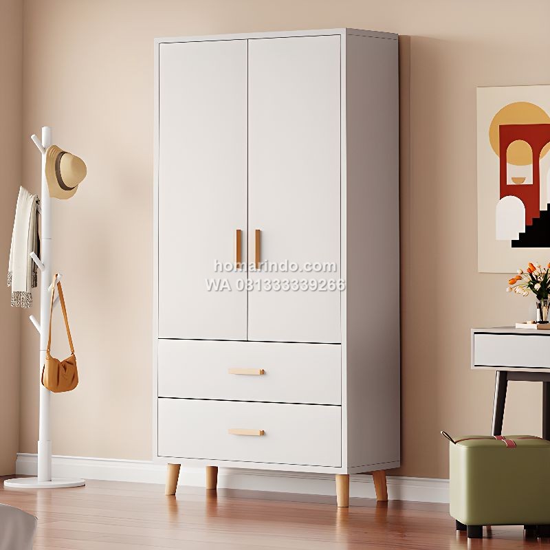 Lemari Baju Anak Kayu Minimalis 2 Pintu 2 Laci 1