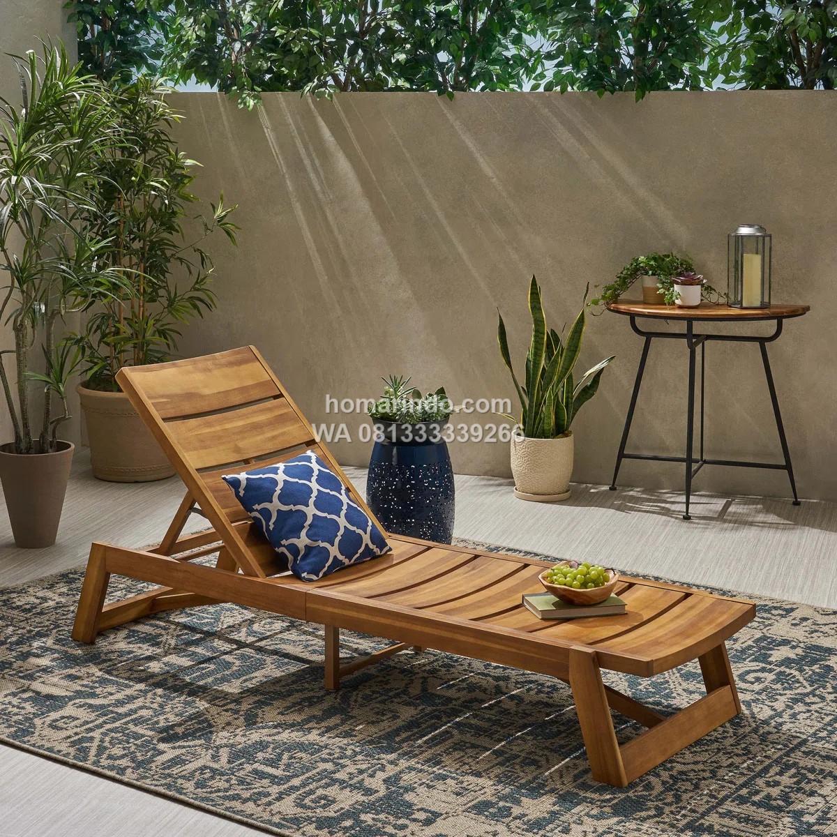 Lounger Kayu Jati Minimalis Modern Outdoor