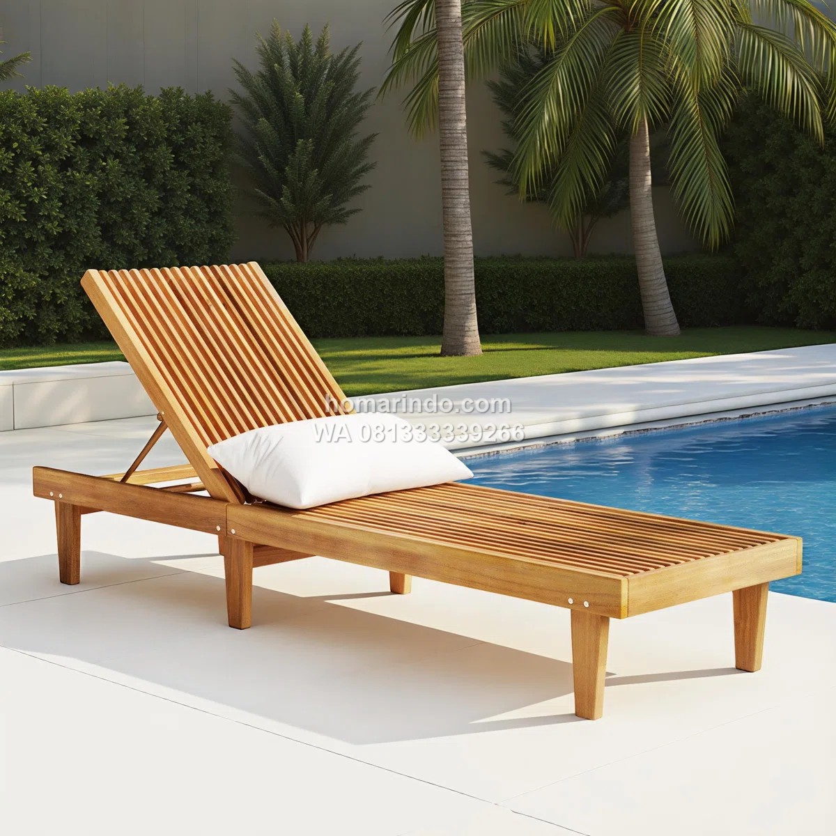 Lounger Kayu Jati Outdoor Minimalis Terbaru