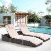 Lounger Outdoor Rotan Sintetis Dengan Cushion