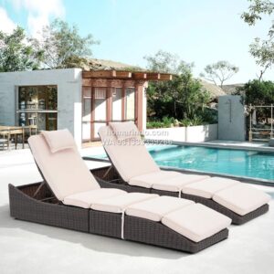 Lounger Outdoor Rotan Sintetis Dengan Cushion