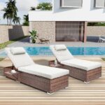 Lounger Rotan Sintetis Minimalis Outdoor Dengan Bantalan