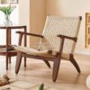 Arm Chair Kayu Jati Natural Dengan Anyaman