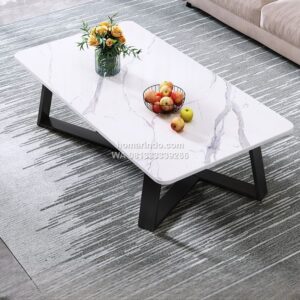 Coffee Table Meja Sofa Marmer Putih Minimalis