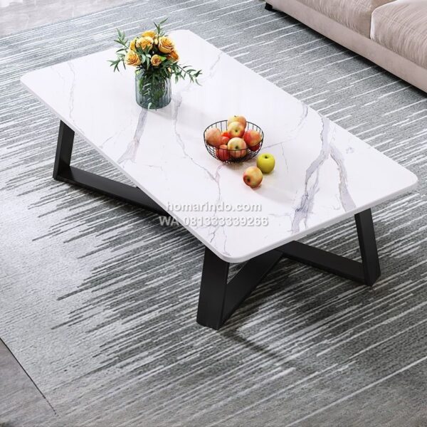 Coffee Table Meja Sofa Marmer Putih Minimalis