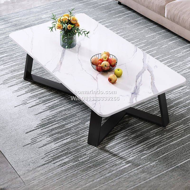 Coffee Table Meja Sofa Marmer Putih Minimalis