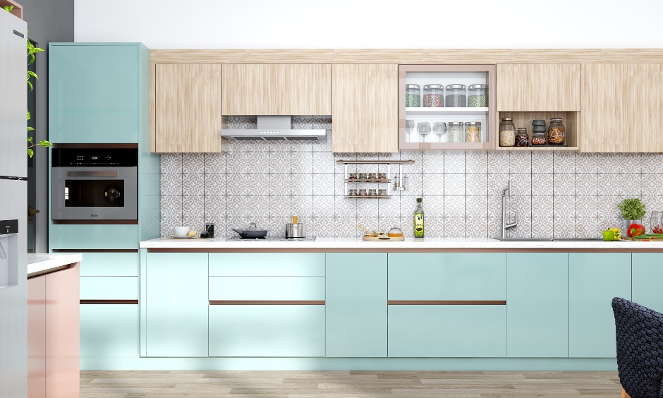 Kitchen Set Lurus Minimalis Warna Biru