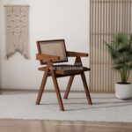 Kursi Cafe Berlengan Kayu Jati Kombinasi Rotan