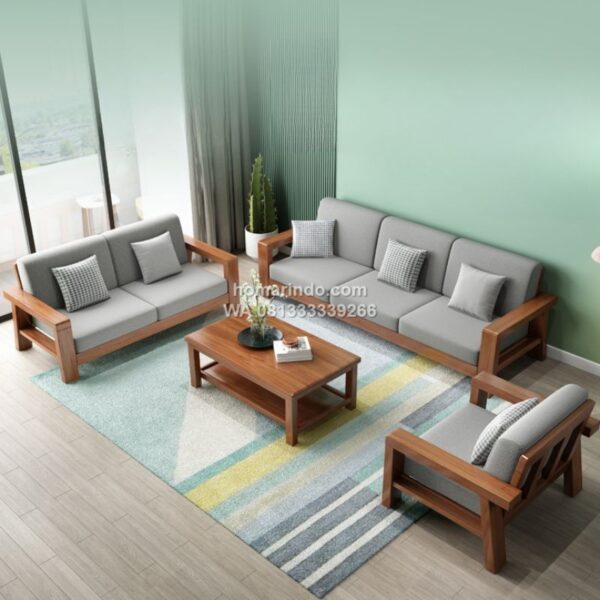 Kursi Sofa Ruang Tamu Kayu Jati Minimalis Modern