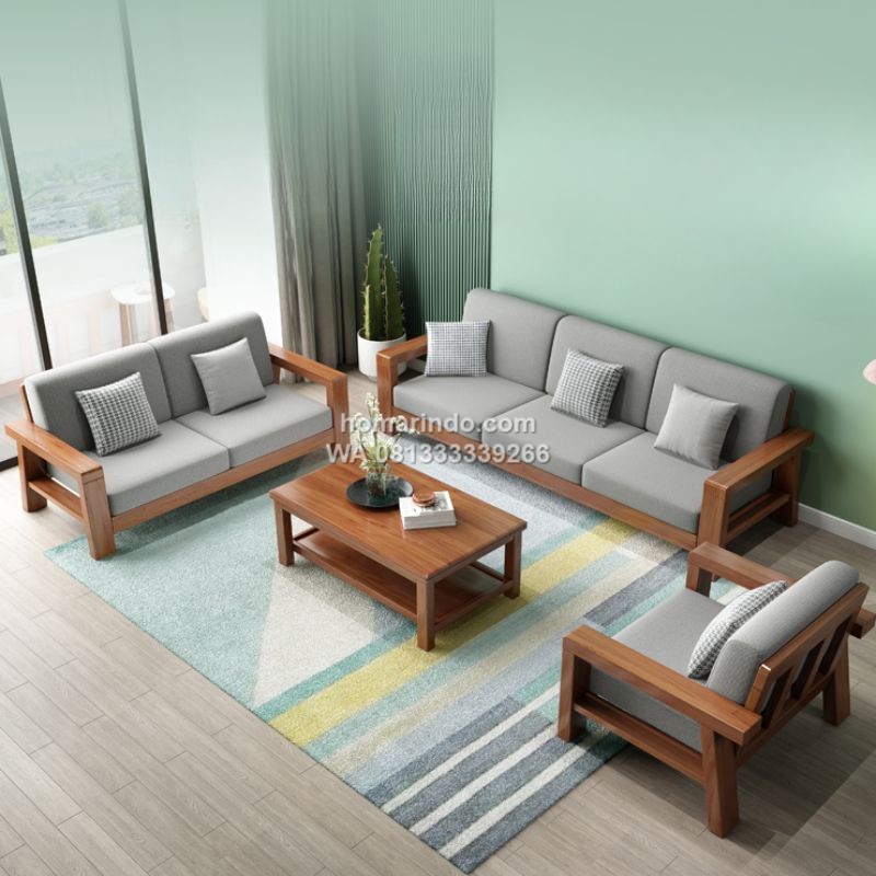 Kursi Sofa Ruang Tamu Kayu Jati Minimalis Modern