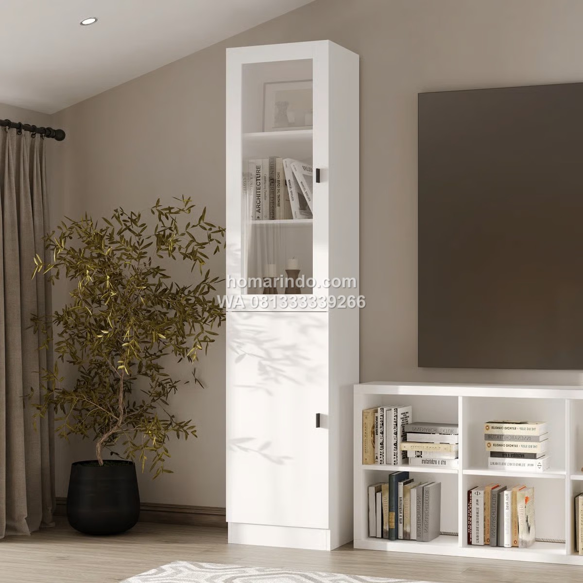 Lemari Hias Kecil Minimalis Modern Putih
