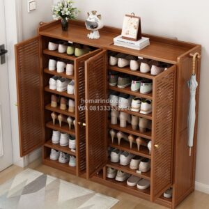 Lemari Penyimpanan Sepatu Anti Debu 8 Tingkat Warna Natural