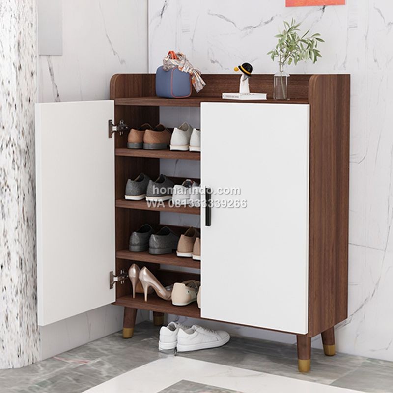 Lemari Sepatu Minimalis 5 Susun 2 Pintu