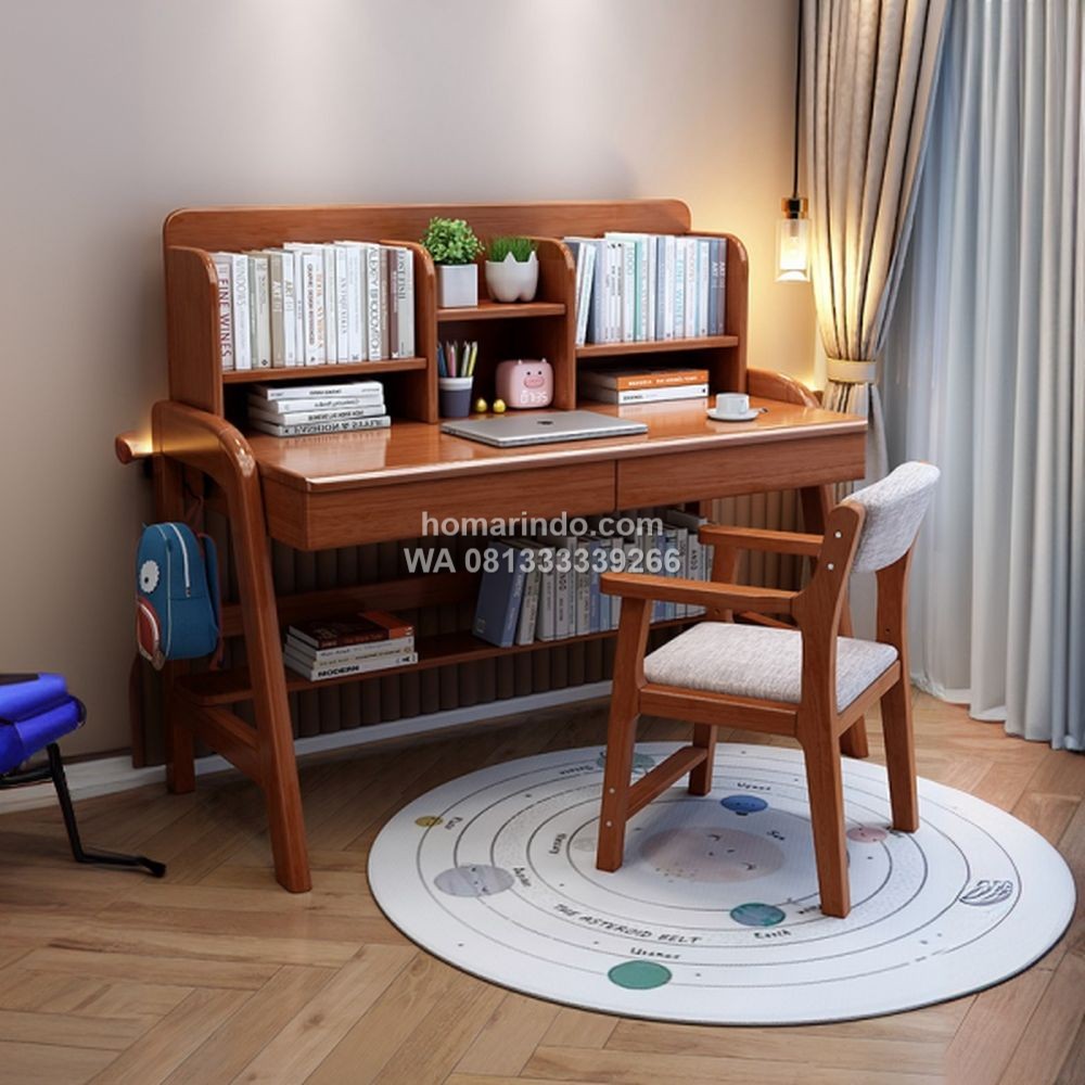 Meja Belajar Anak Kayu Jati Minimalis Modern
