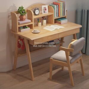 Meja Belajar Anak Kayu Jati Multifungsi