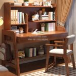 Meja Belajar Kayu Dengan Rak Buku Minimalis