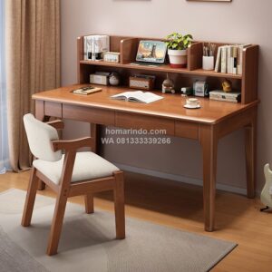 Meja Belajar Minimalis Modern Kayu Jati