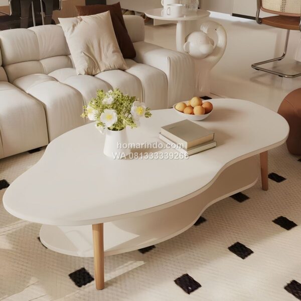 Meja Sofa Minimalis Warna Putih 1 Rak