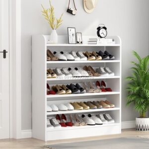 Rak Sepatu 6 Tingkat Penyimpanan Terbuka Warna Putih