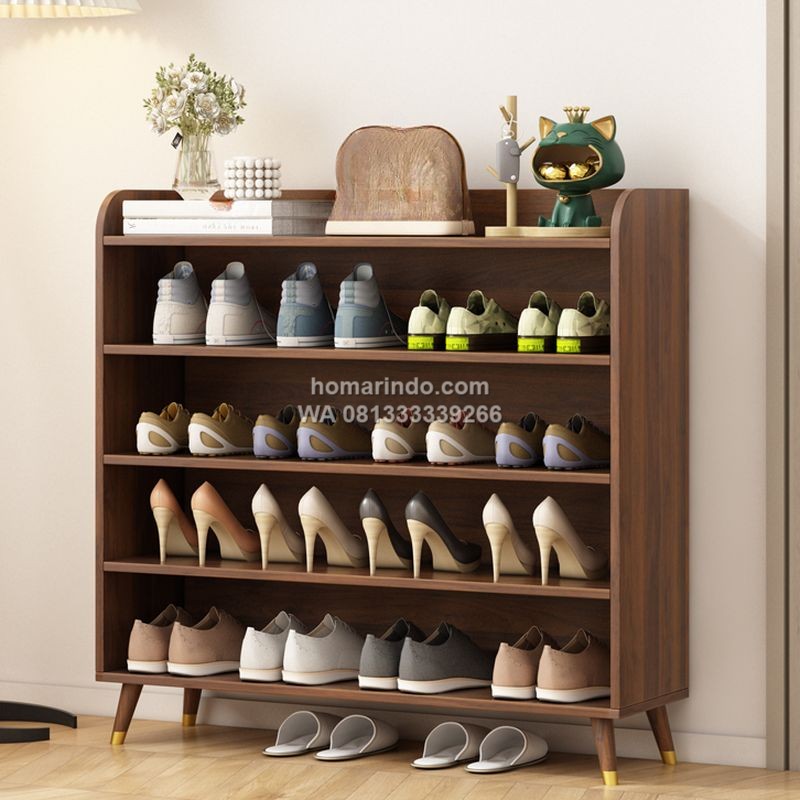 Rak Sepatu Retro Minimalis Terbuka 5 Tingkat