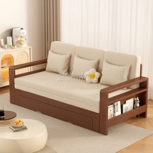 Sofa Bed Dengan Laci Penyimpanan Kayu Jati Minimalis