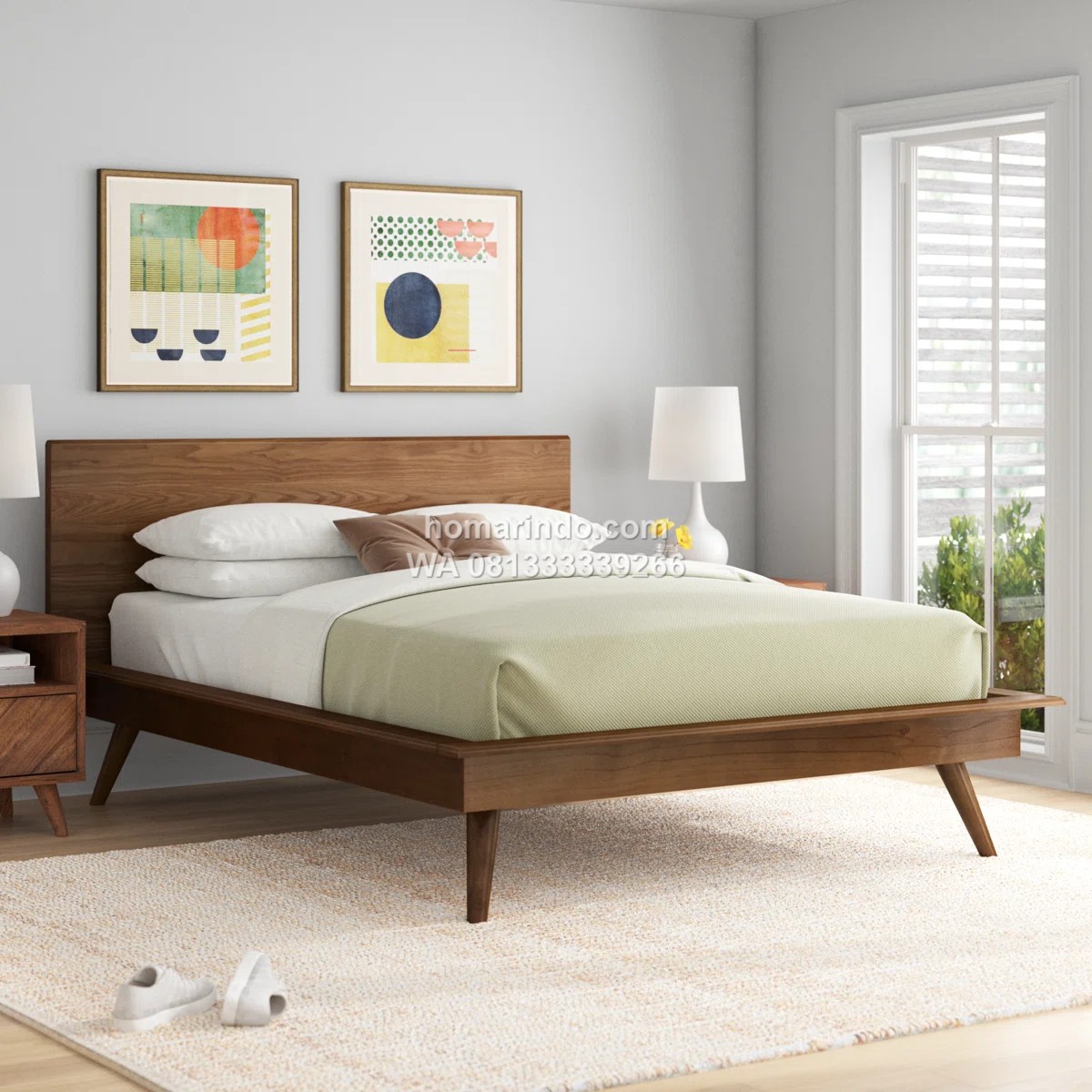 Tempat Tidur Kayu Jati Minimalis Retro Defazio