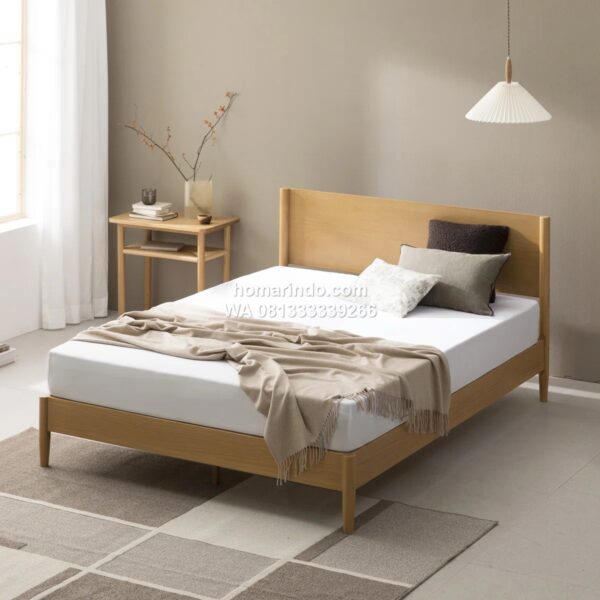 Tempat Tidur Minimalis Kayu Jati Natural Whitman