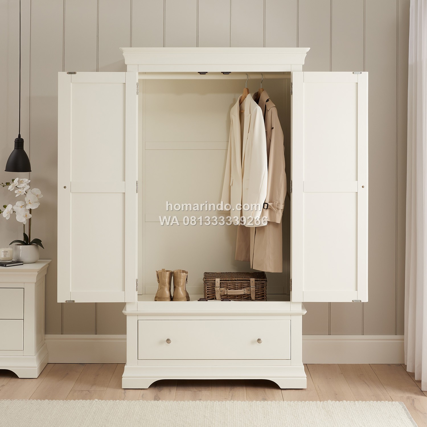 Lemari Baju Gantung Minimalis 2 Pintu Warna Putih