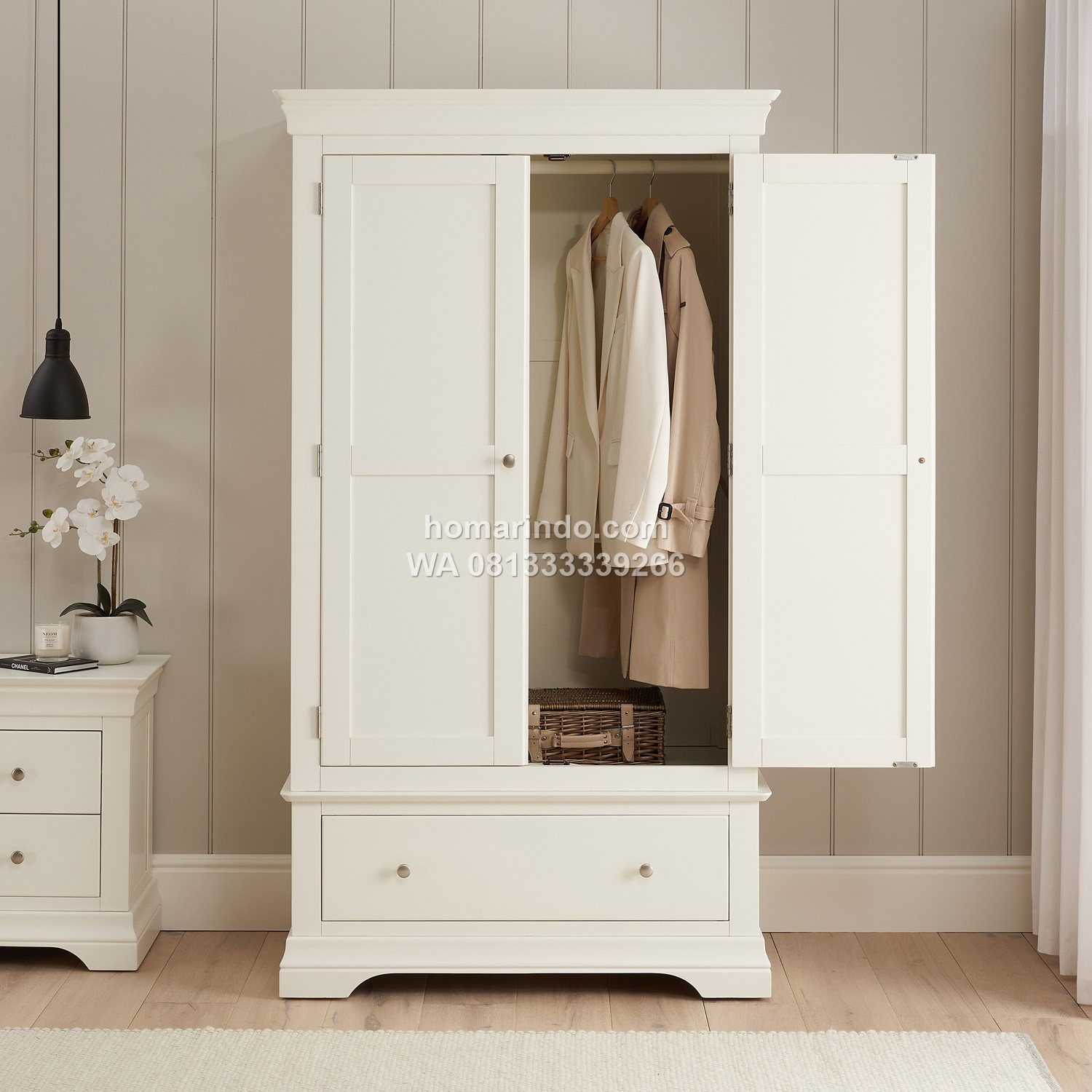 Lemari Baju Gantung Minimalis 2 Pintu Warna Putih
